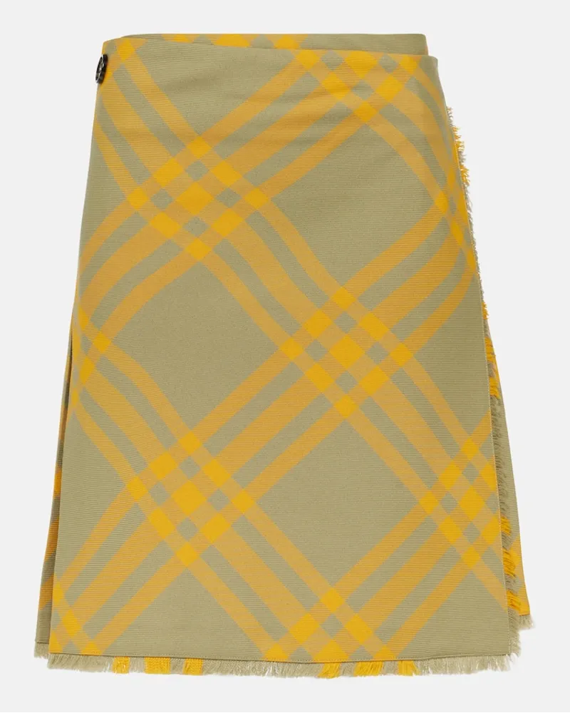 Burberry Minigonna in misto lana a quadri Giallo