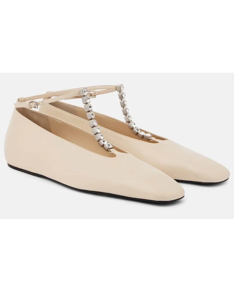 Jil Sander Ballerine con cristalli in pelle Bianco