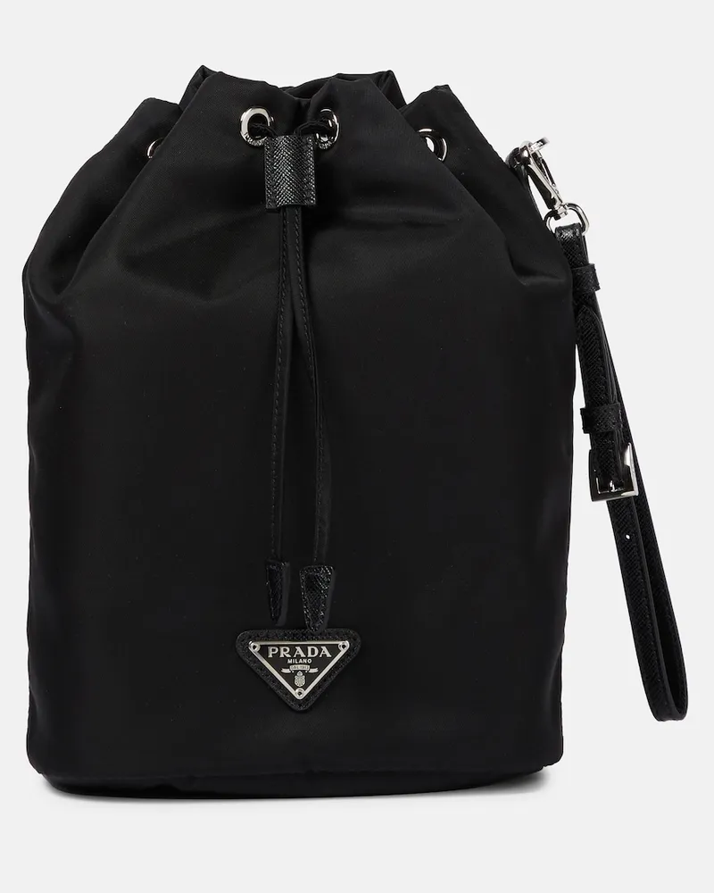Prada Secchiello in Re-Nylon con pelle Nero