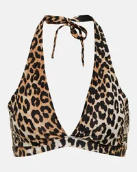 Ganni Top bikini con stampa leopardata Multicolore