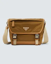 Prada Borsa a tracolla in Re-Nylon con pelle Marrone