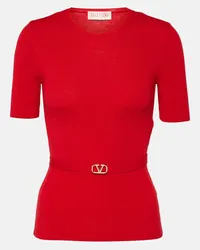 Valentino Garavani Pullover in lana vergine a coste Rosso