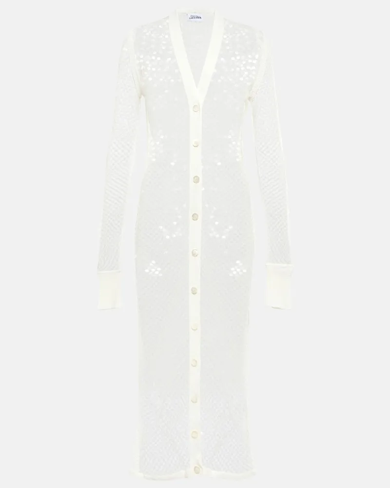 Jean Paul Gaultier Abito midi in rete con paillettes Bianco