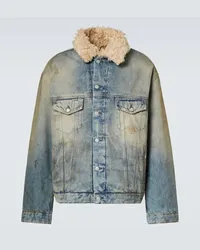 Acne Studios Giacca di jeans con shearling sintetico Blu