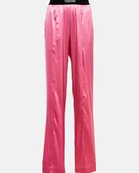 Tom Ford Pantaloni in misto seta a vita alta Rosa