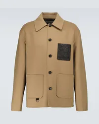 Loewe Giacca blouson Anagram in lana e cashmere Beige