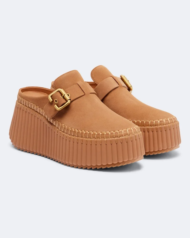 Chloé Chloé Mules Nama in pelle con plateau Marrone