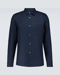 Derek Rose Camicia Monaco 2 in lino Blu