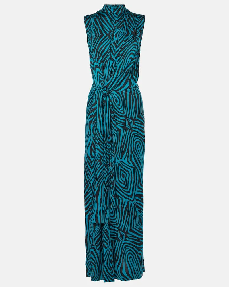 Diane von Furstenberg Abito lungo Geri in jersey con stampa Blu