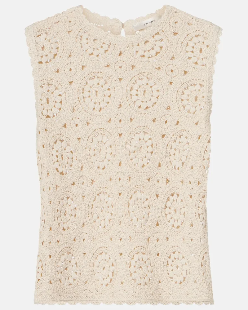 Frame Denim Top The Crochet in cotone Beige
