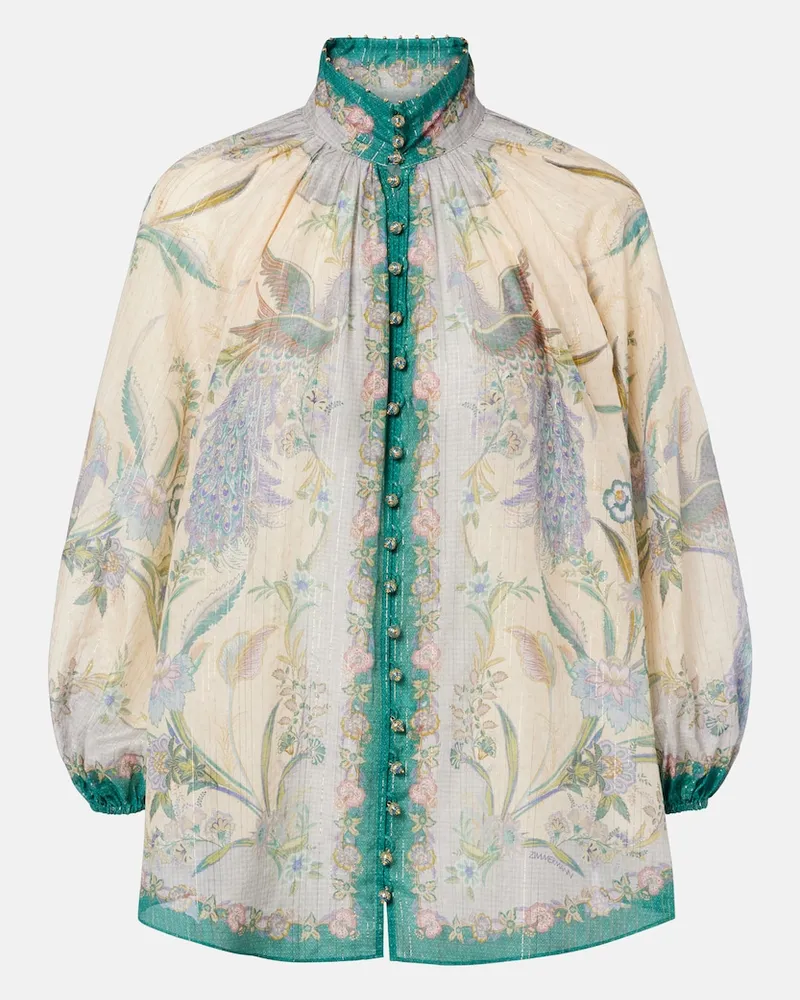 Zimmermann Blusa Indra in misto cotone e seta con stampa Multicolore