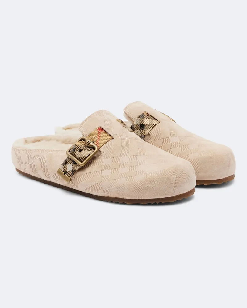 Burberry Mules Urchin in suede con shearling Beige