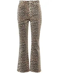 Ganni Jeans a vita alta con stampa leopardata Marrone