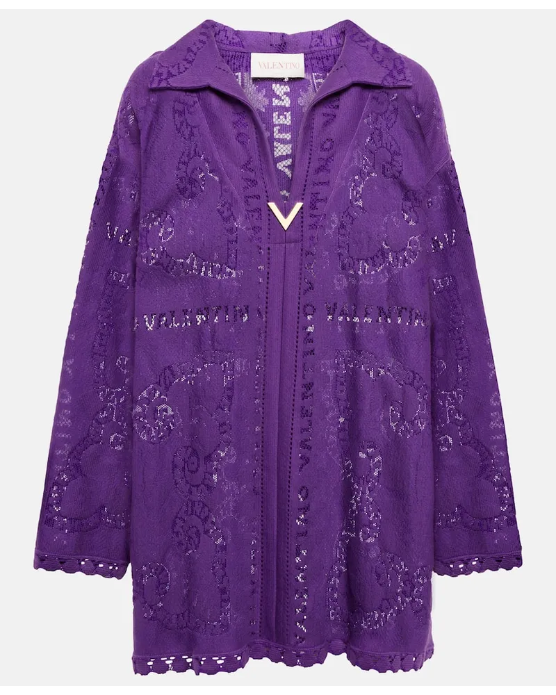 Valentino Garavani Caftano Mini Bandana in pizzo guipure Viola