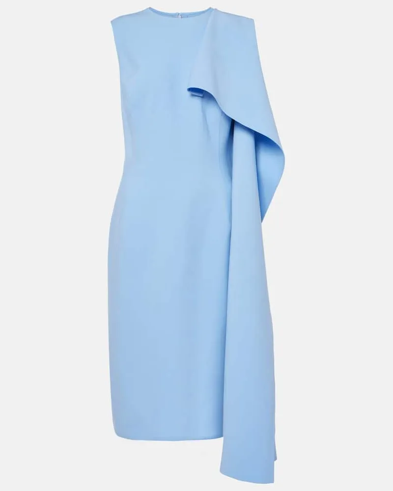 Oscar de la Renta Abito midi in misto lana con volant Blu