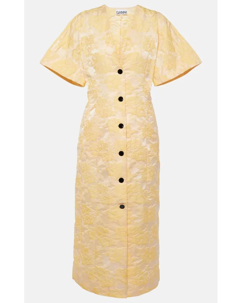 Ganni Abito chemisier in jacquard Giallo