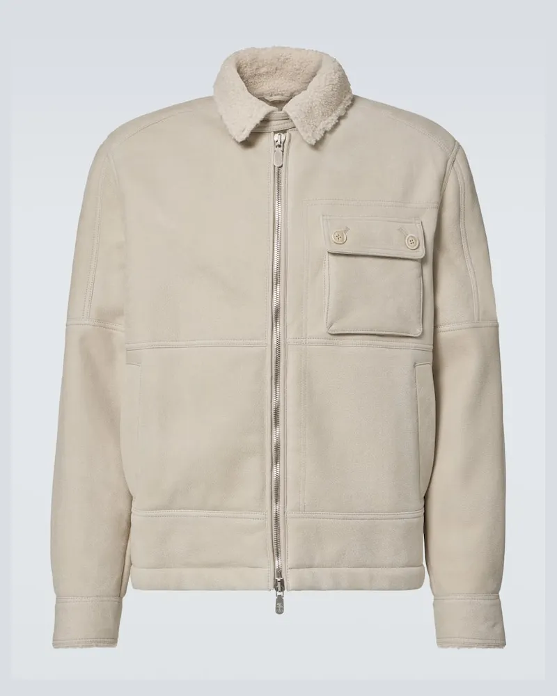 Brunello Cucinelli Giacca bluson in shearling Beige