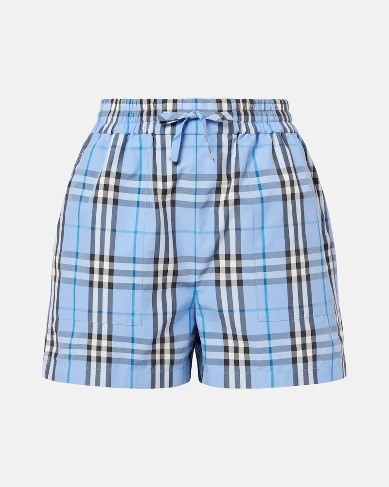 Burberry Shorts Check in cotone Blu