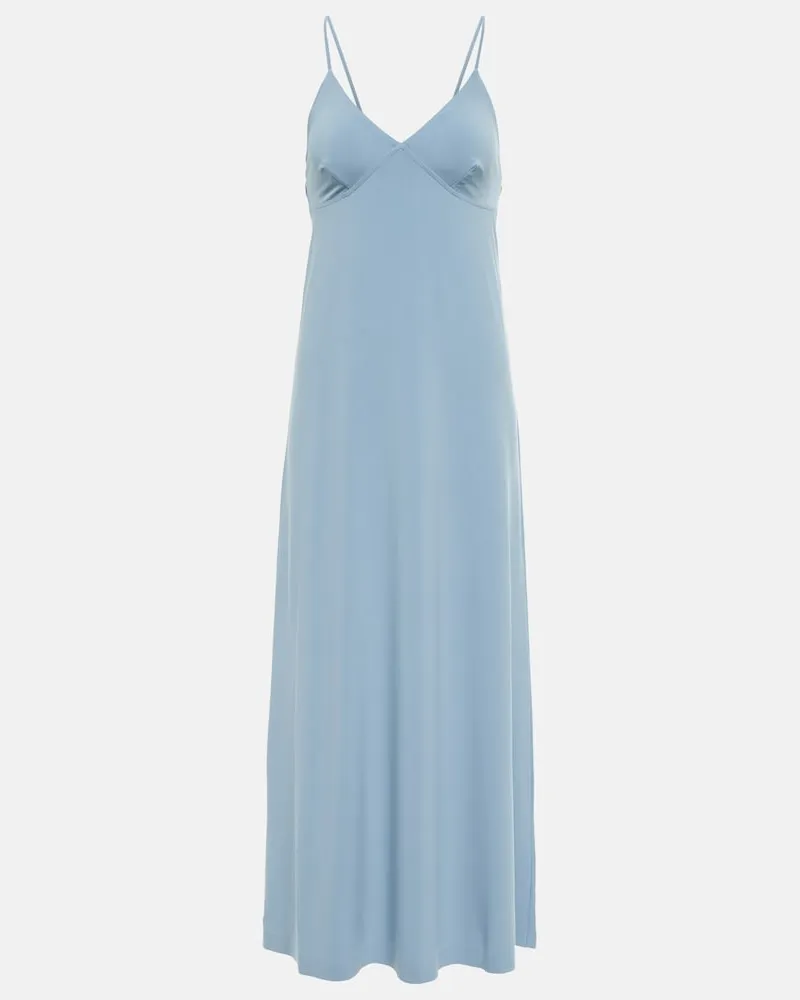Norma Kamali Abito lungo sottoveste in jersey Blu