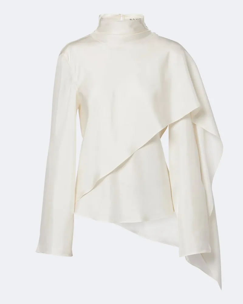Róhe Róhe Top a collo alto con cappa in satin di seta Bianco