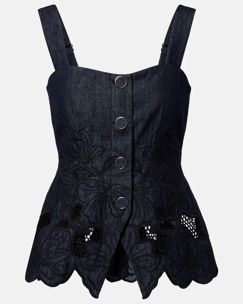 Veronica Beard Top Mirielle in chambray di cotone Blu