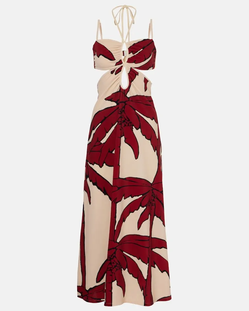 Johanna Ortiz Abito midi con cut-out e stampa Neutro
