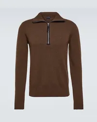 Tom Ford Pullover in misto lana con zip Marrone