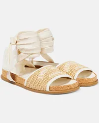 Jimmy Choo Sandali Gal Flat in rafia con logo Neutro