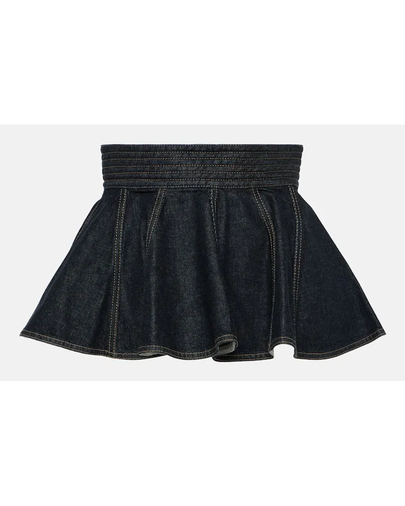 Alaïa AlaÃ¯a Cintura in denim con peplo Blu