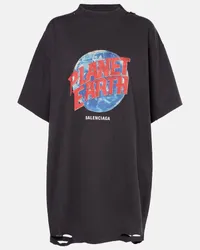 Balenciaga T-shirt Planet Earth in jersey di cotone Nero