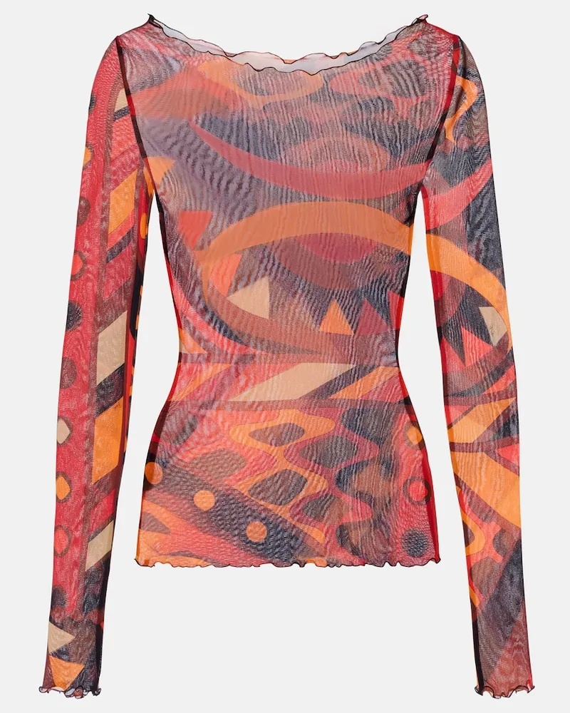 Emilio Pucci Top Vivara in tulle Arancione