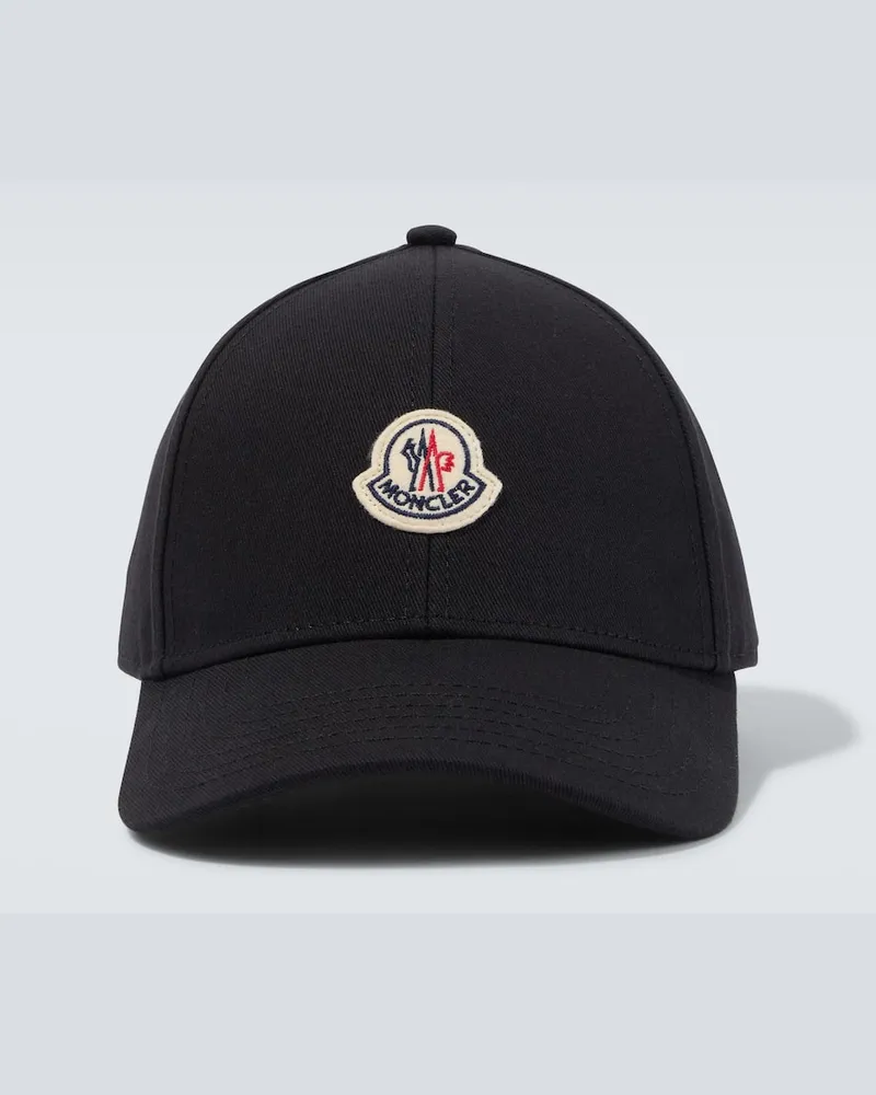 Moncler Cappello da baseball in twill di cotone con logo Nero