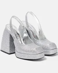 NODALETO Pumps con plateau Bulla Jill glitterate Argento