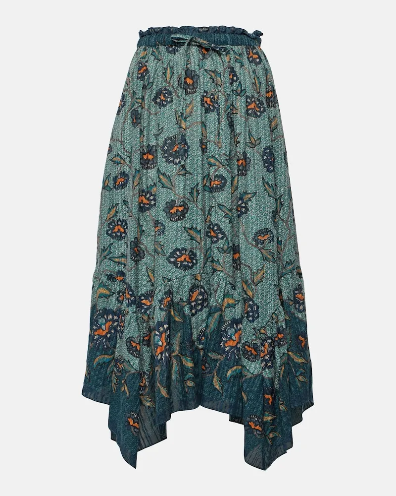 Ulla Johnson Gonna midi Alice in cotone e lino Blu
