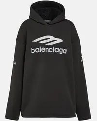 Balenciaga Felpa 3B Sports Icon in cotone con cappuccio Nero