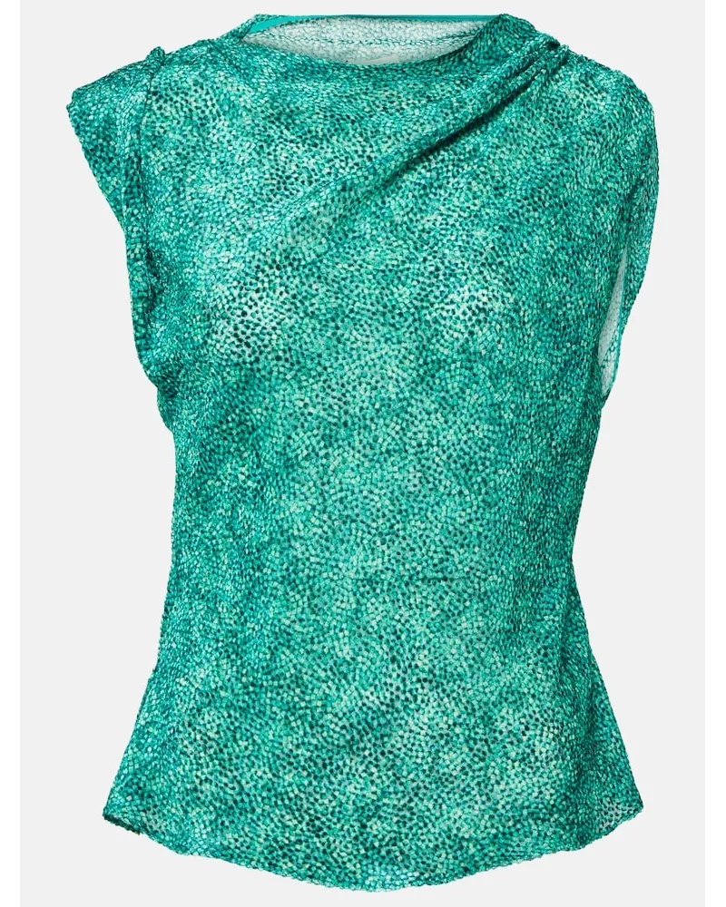 Isabel Marant Top Samia in misto seta Verde