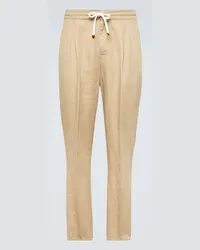 Brunello Cucinelli Pantaloni in lino e cotone Beige