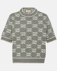 Gucci Top in jacquard di lana GG Grigio