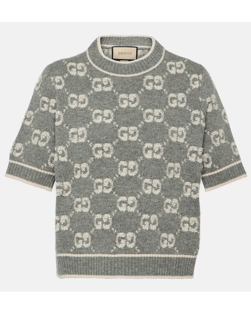 Gucci Top in jacquard di lana GG Grigio