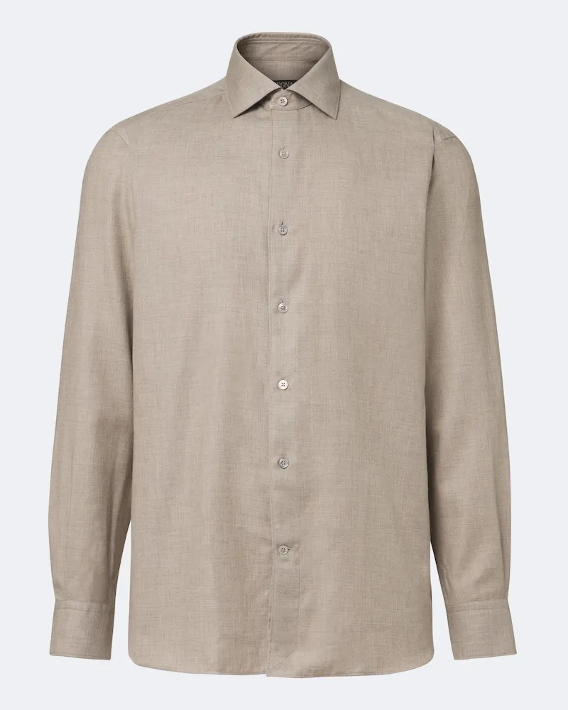 Ermenegildo Zegna Camicia in cotone e cashmere Grigio