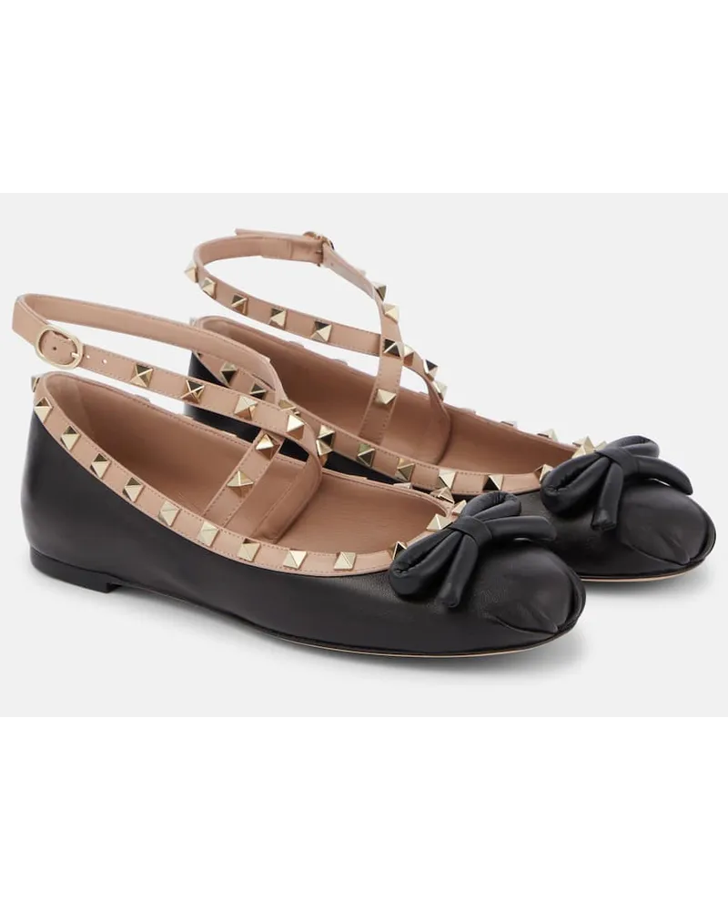Valentino Garavani Ballerine Rockstud in pelle Nero