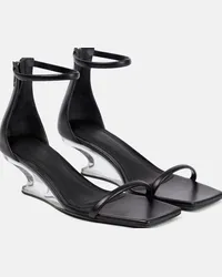 Rick Owens Sandali in pelle con zeppa Nero