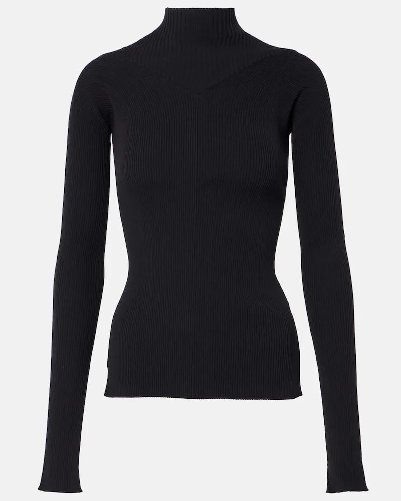 Victoria Beckham Top in maglia di misto cotone a coste Nero
