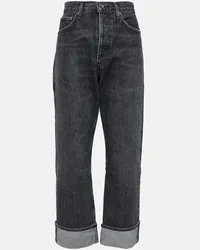 AGOLDE Jeans regular Fran a vita media Nero