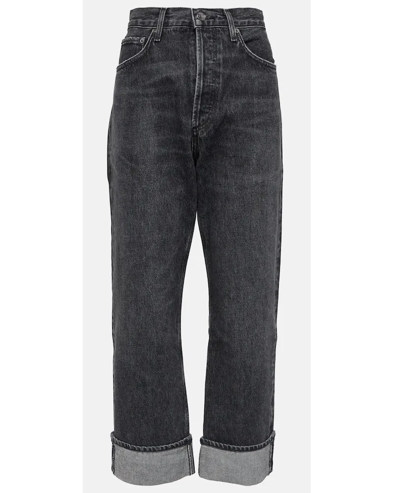 AGOLDE Jeans regular Fran a vita media Nero