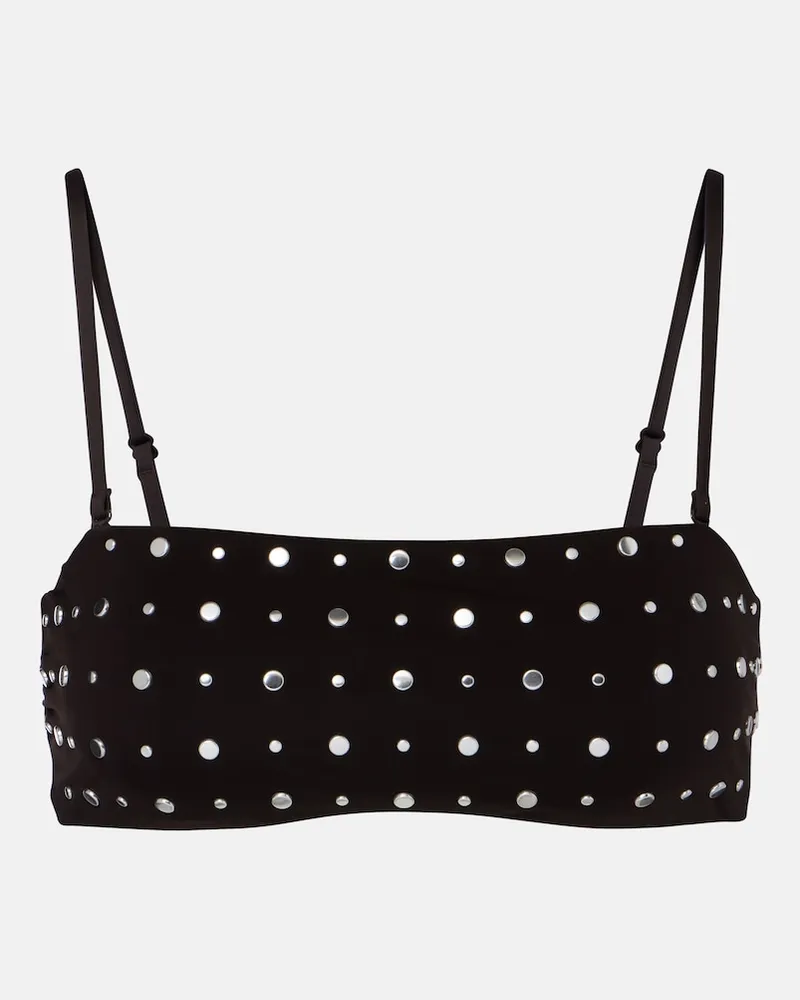 STAUD Top bikini Sara con borchie Marrone