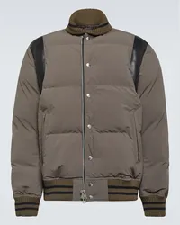 Sacai Bomber in tessuto tecnico con pelle Beige