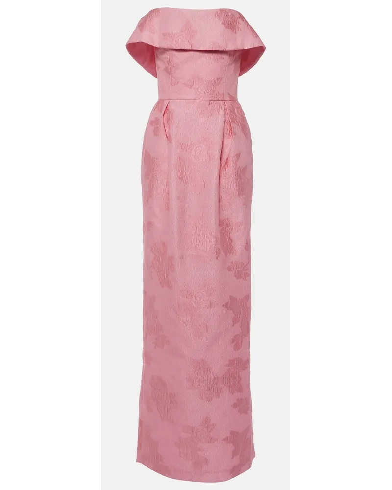 Rebecca Vallance Abito lungo con scollo bardot Rosa