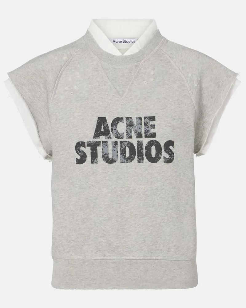 Acne Studios Gilet in pile di cotone con logo Grigio