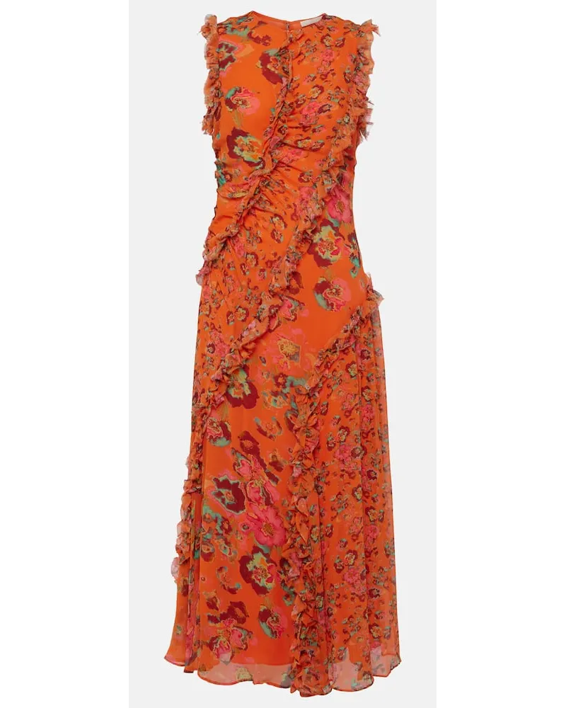 Ulla Johnson Abito midi Avrelie in seta con volant Multicolore